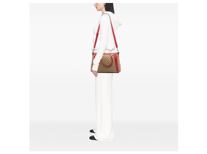 Bamboo Gucci Bella Tote aus beige GG Canvas, Größe Medium - Ansicht 6