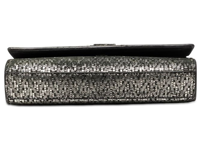 Saint Laurent Borsa a tracolla Kate Small in pelle di vitello metallizzata argento con motivo chevron - vista 3