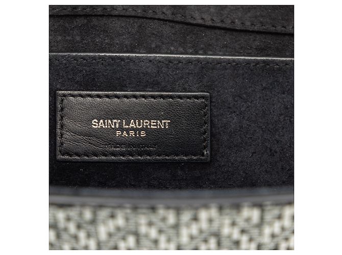 Saint Laurent Borsa a tracolla Kate Small in pelle di vitello metallizzata argento con motivo chevron - vista 5