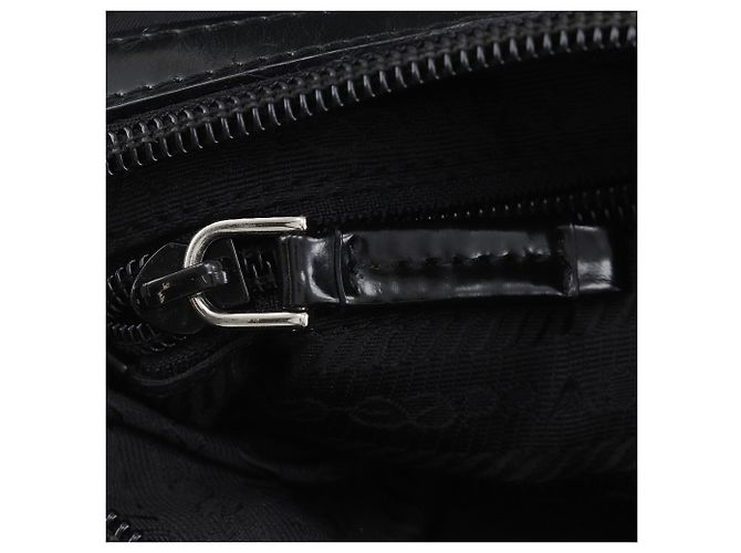 Borsa a tracolla Prada Black Canapa Logo Tessuto Nero - vista 10