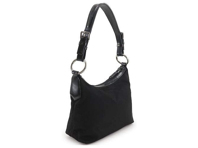 Borsa a tracolla Prada Black Canapa Logo Tessuto Nero - vista 2