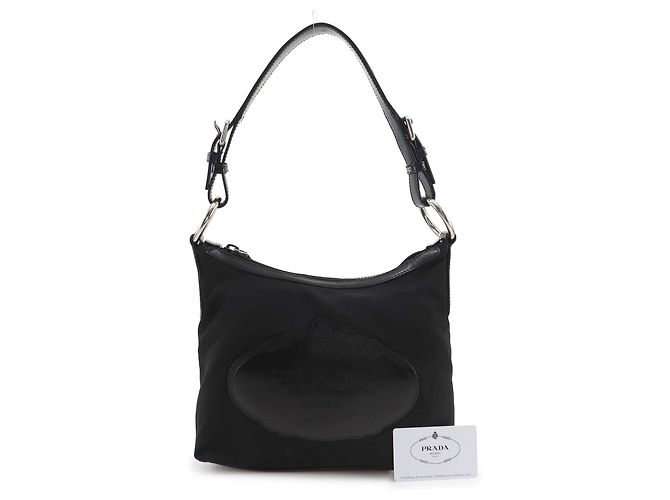 Borsa a tracolla Prada Black Canapa Logo Tessuto Nero - vista 27