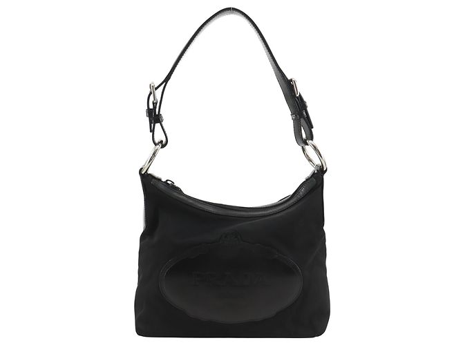 Borsa a tracolla Prada Black Canapa Logo Tessuto Nero - vista 3