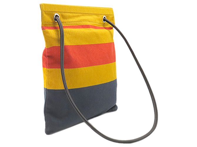 Borsa Hermès Rocabar Aline in tela gialla - vista 2