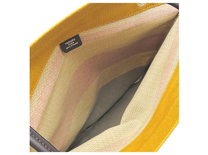 Borsa Hermès Rocabar Aline in tela gialla - vista 4