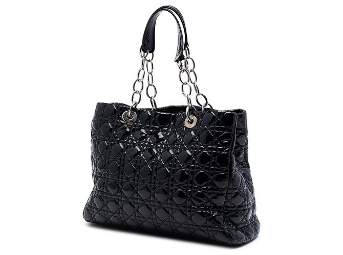 Dior Black Large Patent Cannage Lady Dior Soft Shopping Tote Nero - vista 2