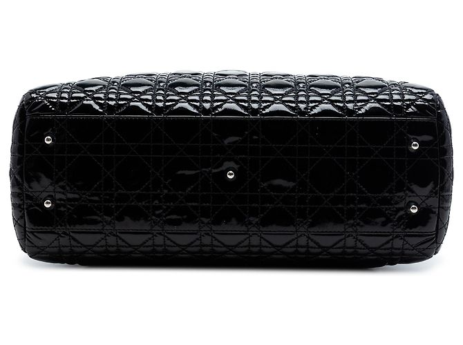 Dior Black Large Patent Cannage Lady Dior Soft Shopping Tote Nero - vista 3