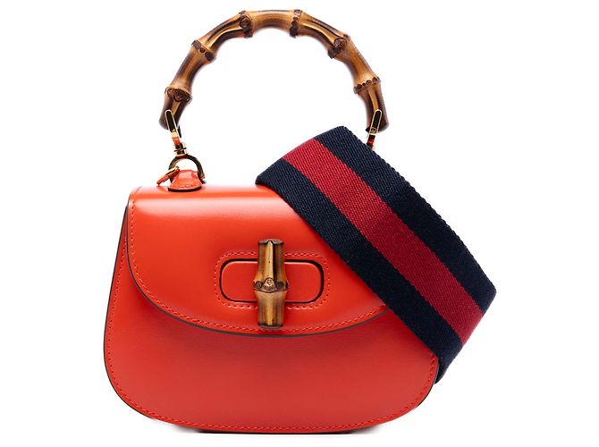 Bamboo Borsa Gucci Orange Mini in pelle di vitello 1947 con manico in bambù Arancione - vista 2