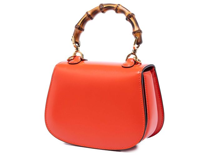 Bamboo Borsa Gucci Orange Mini in pelle di vitello 1947 con manico in bambù Arancione - vista 3