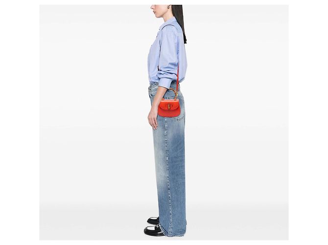 Bamboo Borsa Gucci Orange Mini in pelle di vitello 1947 con manico in bambù Arancione - vista 6