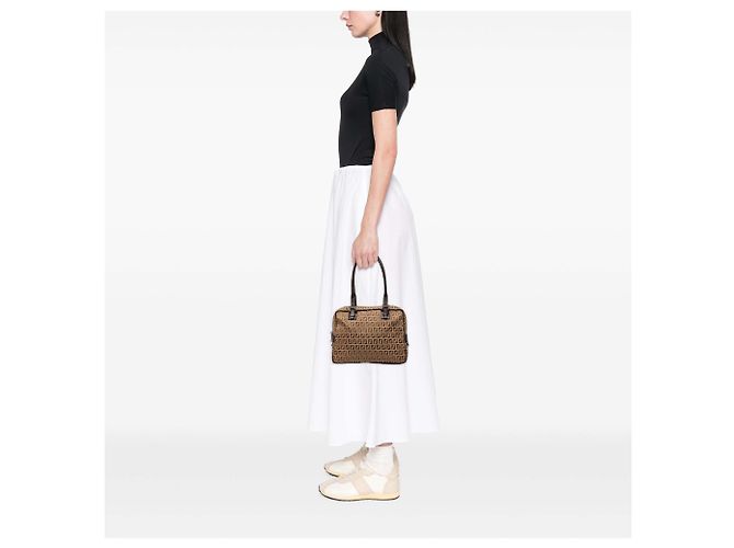 Bolso de hombro Fendi en lona Zucchino beige - vista 8