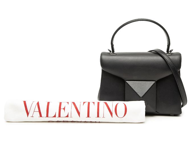 Borsa Valentino Black Mini Leather One Stud Top Handle Bag Nero - vista 7