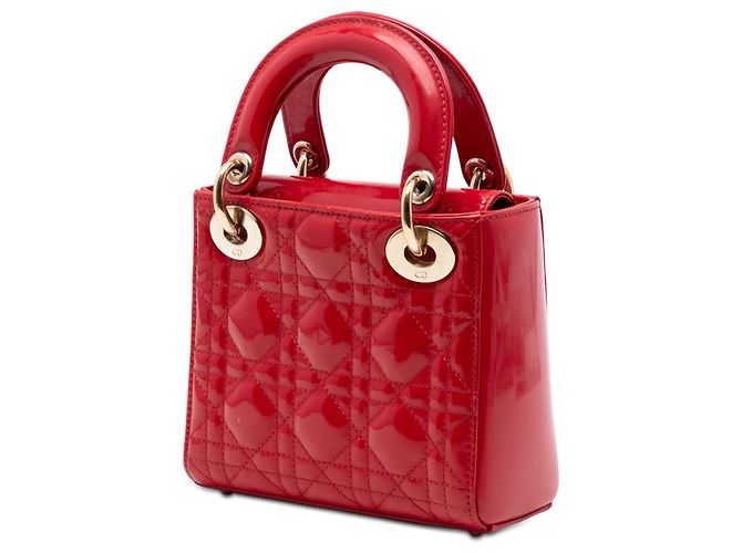 Lady Dior mini in vernice rosso cannage - vista 2