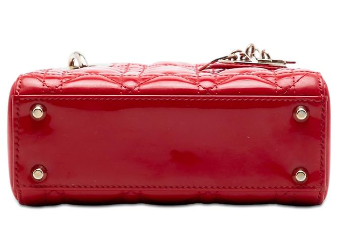 Lady Dior mini in vernice rosso cannage - vista 3