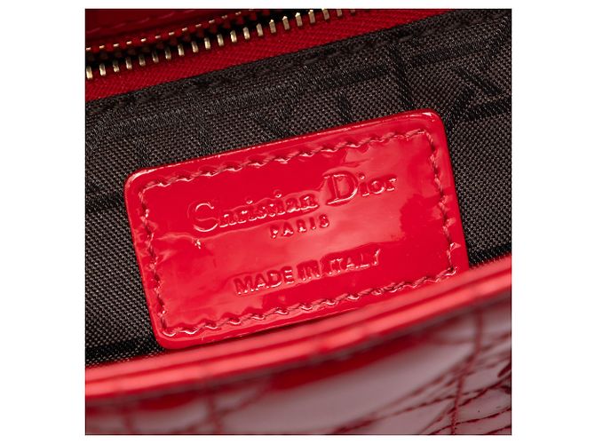Lady Dior mini in vernice rosso cannage - vista 5