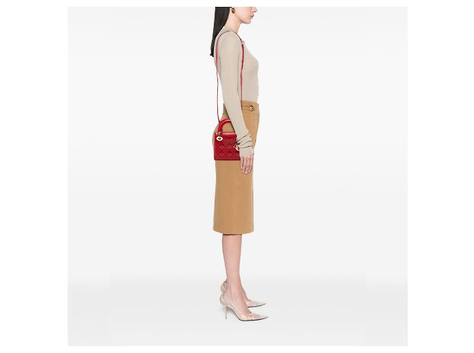Lady Dior mini in vernice rosso cannage - vista 6