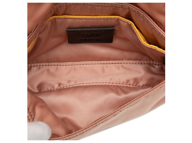 Borsa Baguette Fendi Rosa Porter Yoshida Nylon Satchel D'oro - vista 4