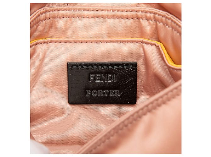 Borsa Baguette Fendi Rosa Porter Yoshida Nylon Satchel D'oro - vista 5