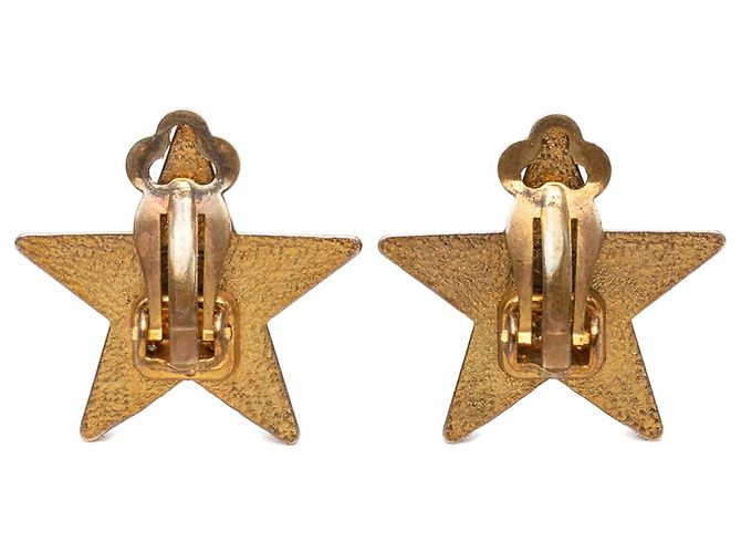 Orecchini a clip Chanel Black CC Gold Plated Enamel Star Nero - vista 2