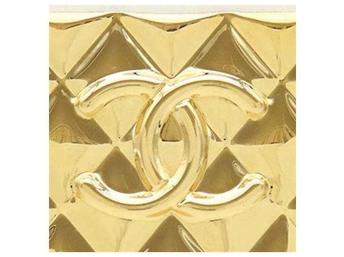Vanity Bolsa transversal Chanel White Mini CC em pele de cordeiro acolchoada e placa dourada Branco - vista 7