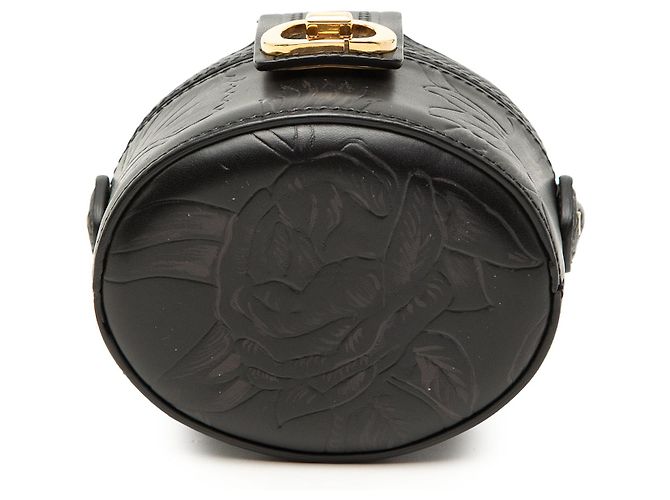 Beauty case Dior in pelle di vitello nera con motivi floreali in rilievo e logo CD Nero - vista 3