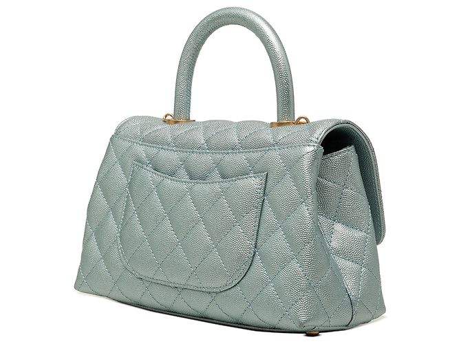 Coco Handle Borsa Chanel Blue Mini Metallic Caviar Coco Top Handle Blu chiaro - vista 2