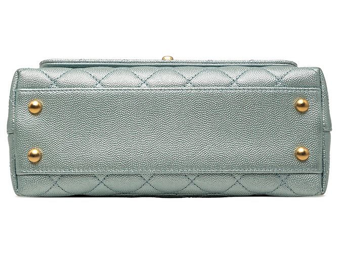 Coco Handle Borsa Chanel Blue Mini Metallic Caviar Coco Top Handle Blu chiaro - vista 3