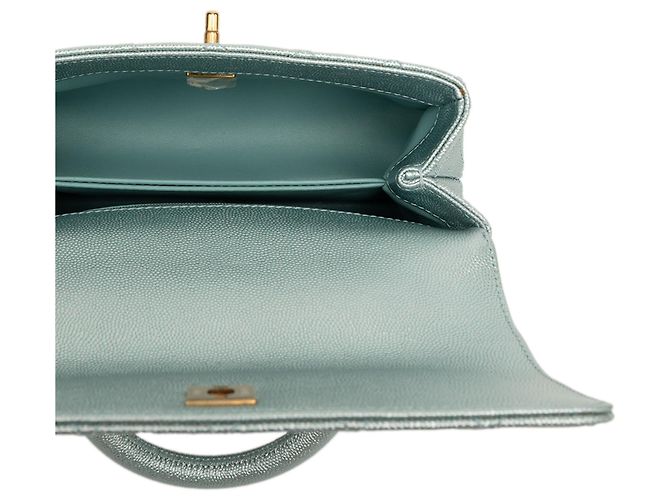 Coco Handle Borsa Chanel Blue Mini Metallic Caviar Coco Top Handle Blu chiaro - vista 4
