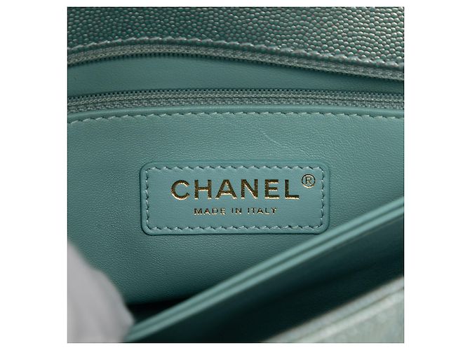 Coco Handle Borsa Chanel Blue Mini Metallic Caviar Coco Top Handle Blu chiaro - vista 5