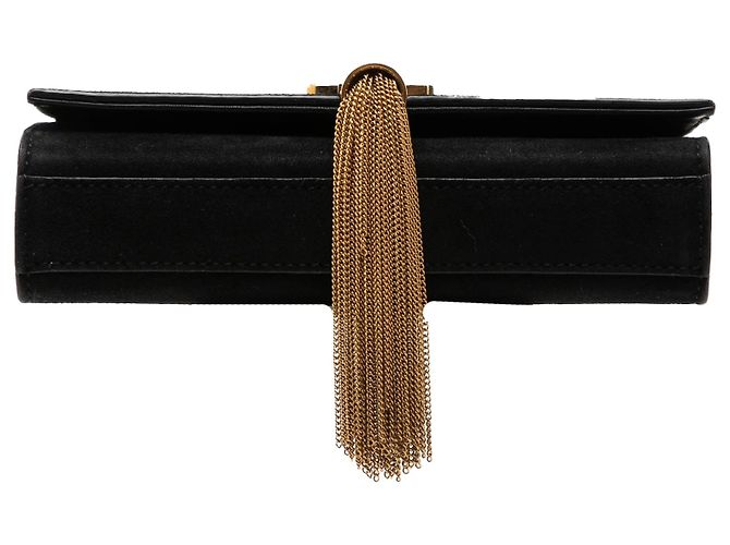 Borsa a tracolla Kate in scamosciato nero con monogramma Saint Laurent, piccola - vista 3