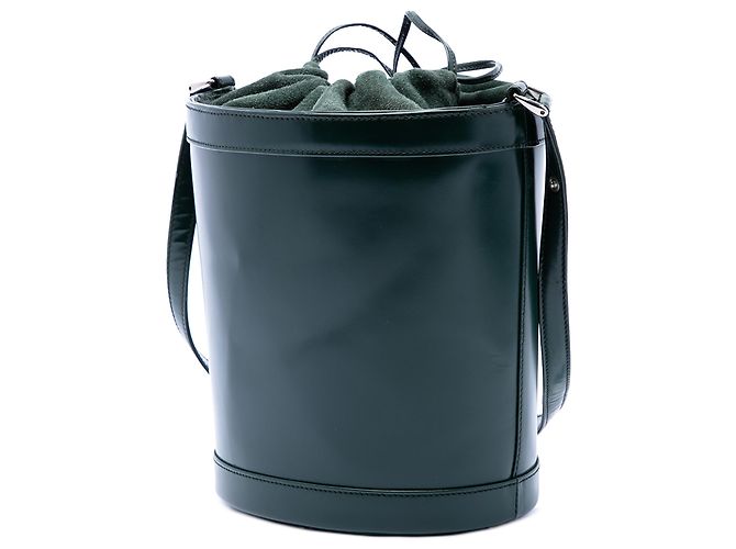 Borsa bucket Gucci in pelle di vitello verde con Interlocking G Verde scuro - vista 2