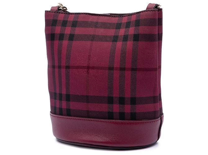 Borsa a secchiello Burberry Red Baby Haymarket Check Nylon Overdyed Rosso Bordò - vista 2