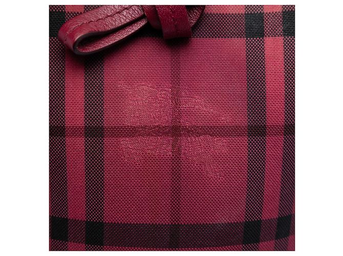 Borsa a secchiello Burberry Red Baby Haymarket Check Nylon Overdyed Rosso Bordò - vista 5
