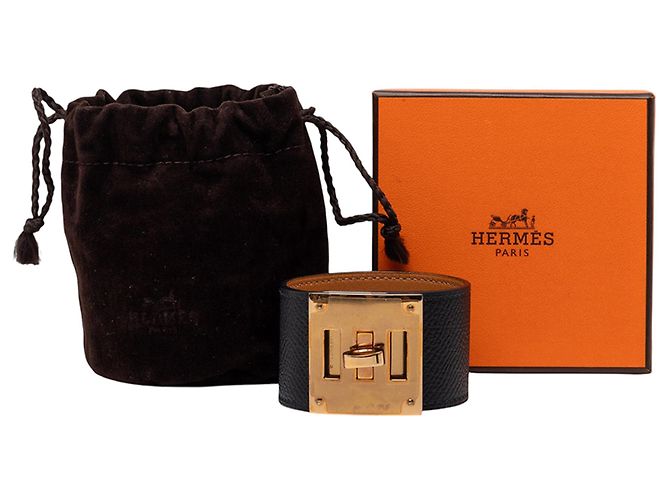 Bracciale Kelly Extreme in Epsom nero e placcato oro Hermès - vista 7