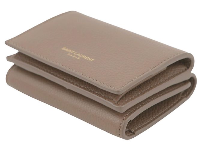 Cartera de cuero tríptico Yves Saint Laurent Castaño - vista 2