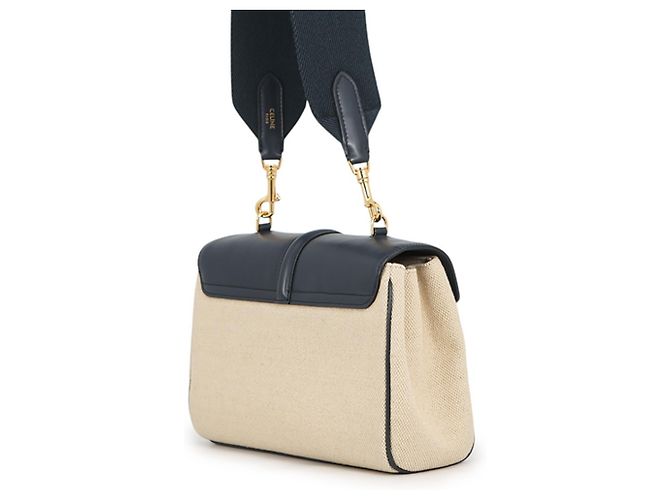 16 Céline Borsa a mano e borsa a tracolla Celine in rafia blu navy - vista 2