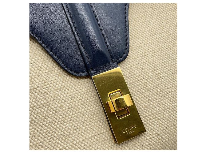 16 Céline Borsa a mano e borsa a tracolla Celine in rafia blu navy - vista 7