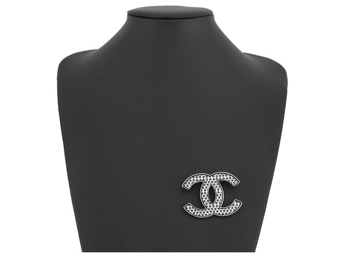 Broche Chanel preta e prata Preto - vista 4
