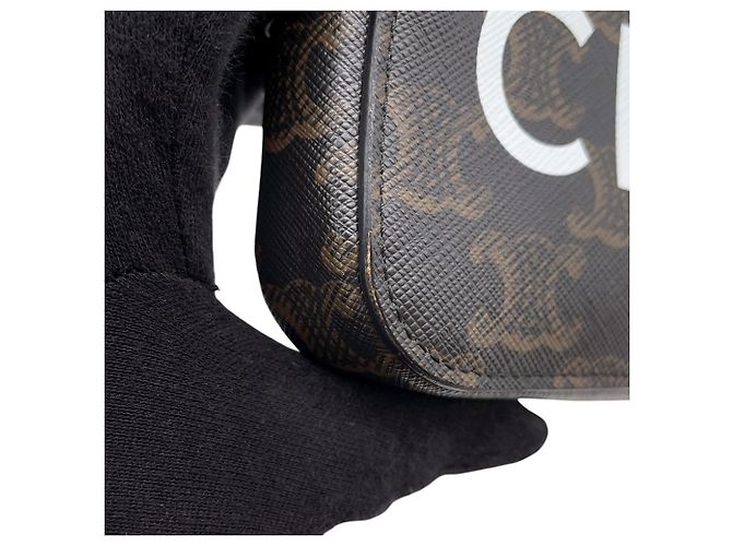 Céline Borsa a tracolla in pelle Celine Marrone Marrone scuro - vista 6
