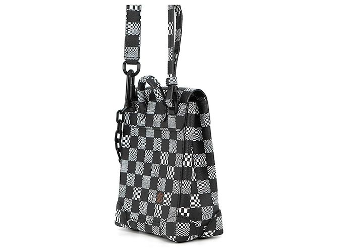 Borsa a tracolla Louis Vuitton Damier Distorted Steamer XS Nero Bianco - vista 2