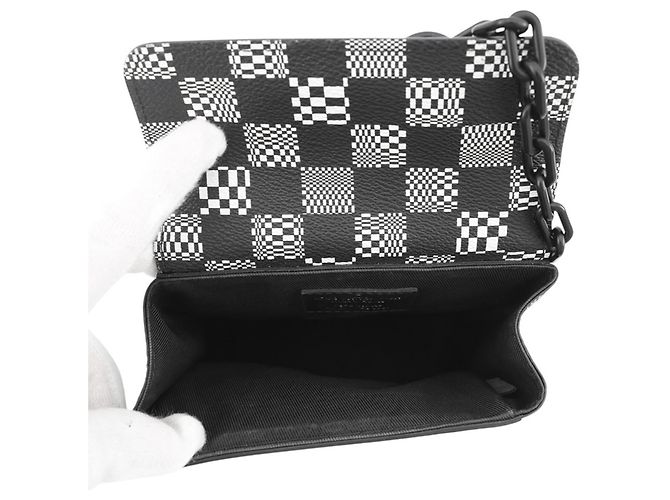 Borsa a tracolla Louis Vuitton Damier Distorted Steamer XS Nero Bianco - vista 6