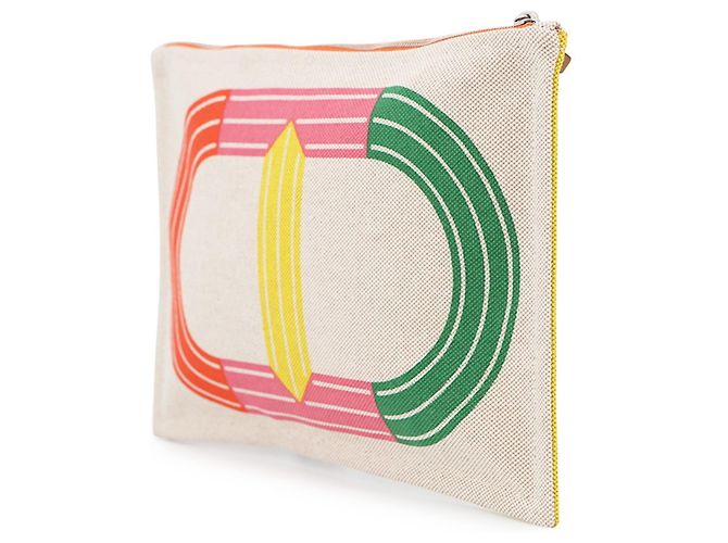 Hermès Pochette piatta Hermes Maillon Marin Rosa Verde Giallo - vista 2
