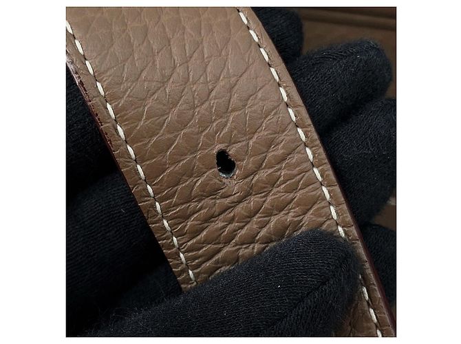 Hermès Borsa a tracolla Hermes Petit Courier Etoupe Evercolor Taupe - vista 10