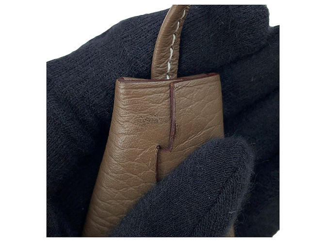 Hermès Borsa a tracolla Hermes Petit Courier Etoupe Evercolor Taupe - vista 14