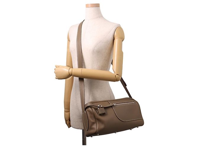 Hermès Borsa a tracolla Hermes Petit Courier Etoupe Evercolor Taupe - vista 4