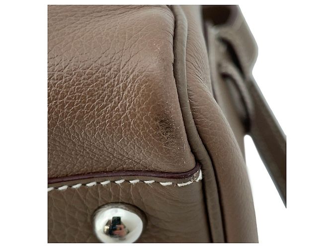 Hermès Borsa a tracolla Hermes Petit Courier Etoupe Evercolor Taupe - vista 7