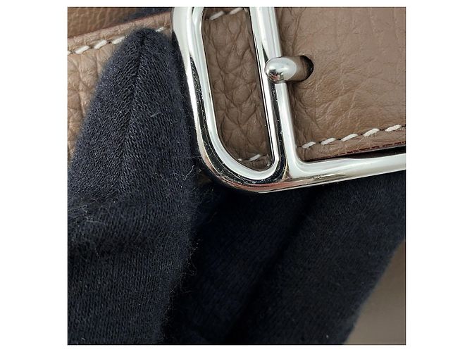 Hermès Borsa a tracolla Hermes Petit Courier Etoupe Evercolor Taupe - vista 9