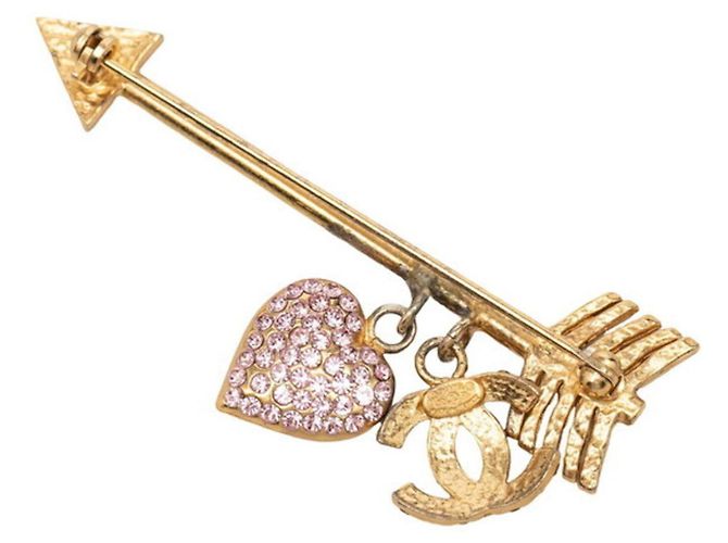 Spilla Chanel Coco Mark Heart Arrow Motif Rosa D'oro Porpora - vista 2