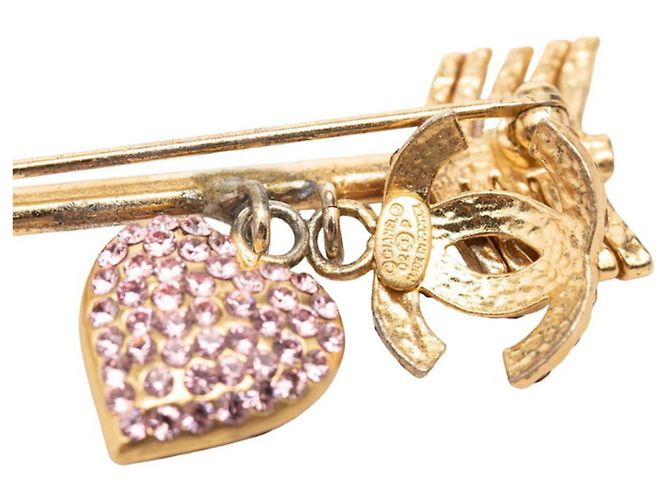 Spilla Chanel Coco Mark Heart Arrow Motif Rosa D'oro Porpora - vista 3
