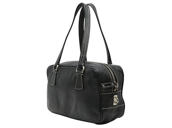 Borsa Boston in pelle nera Prada Nero - vista 2